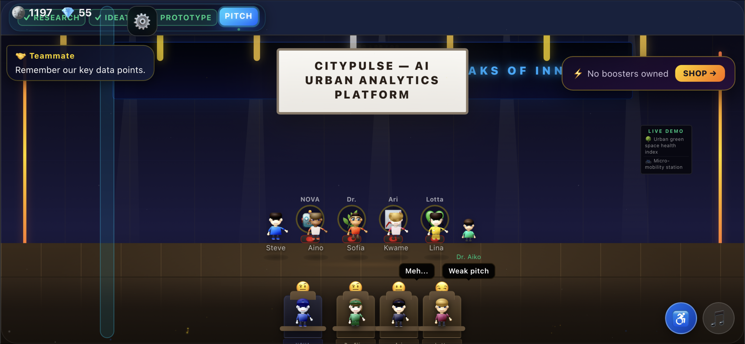 Pitch the AI jury — three personalities react in real time